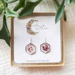 These unique pink fuzzy pressed wildflower earrings are the perfect gift for anyone who loves nature and flowers!