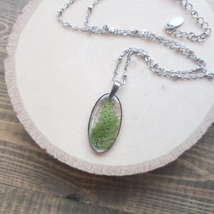 Silver Fern Necklac with Silver Glitter