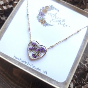 Purple Alyssum Heart Necklace