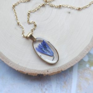 Dried Bellflower Gold Pendant Necklace