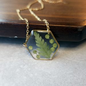 Gold Dried Fern Necklace